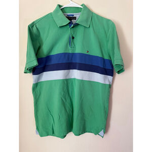 Men's Tommy Hilfiger Green & Blue Striped Polo Shirt M